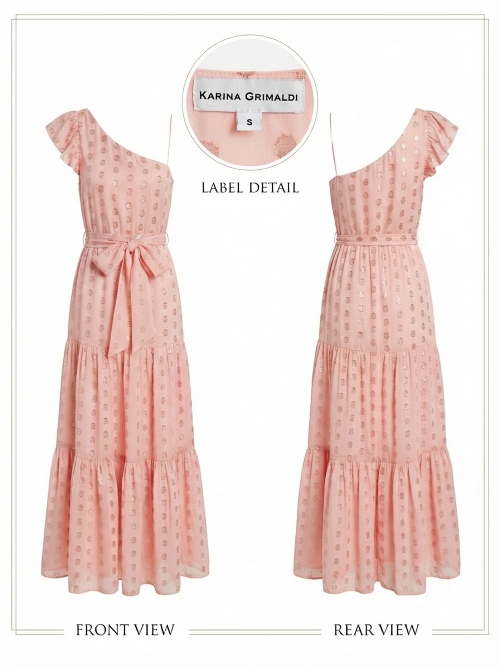 Karina Grimaldi Blush Pink One-Shoulder Tiered Maxi Dress